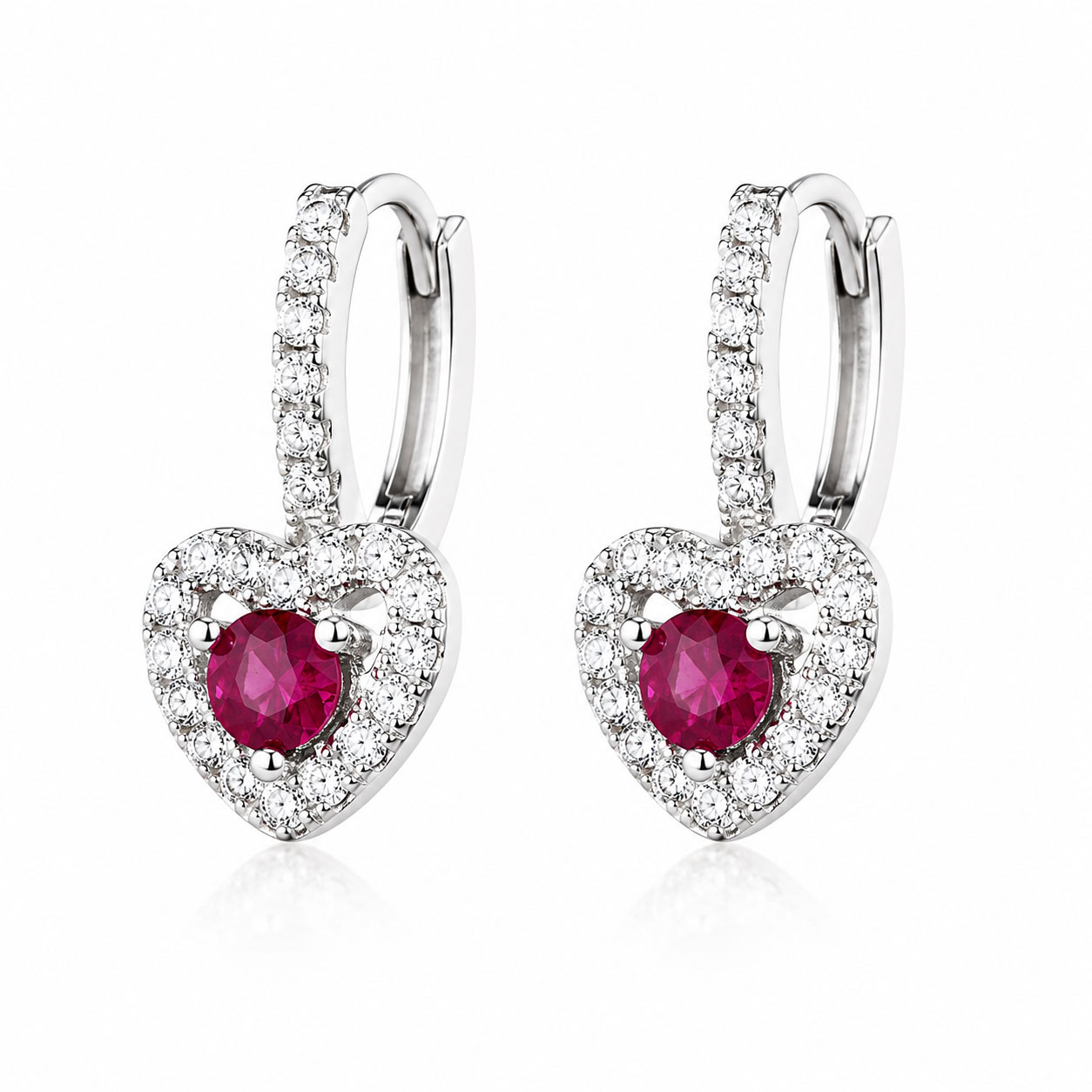 Orecchini in argento rodiato. Cerchietto con cuore RUBY # 5 - aMarty